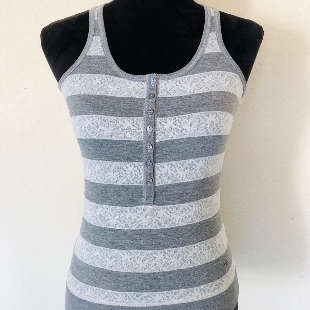 Aeropostale Charcoal and White Lace Top
